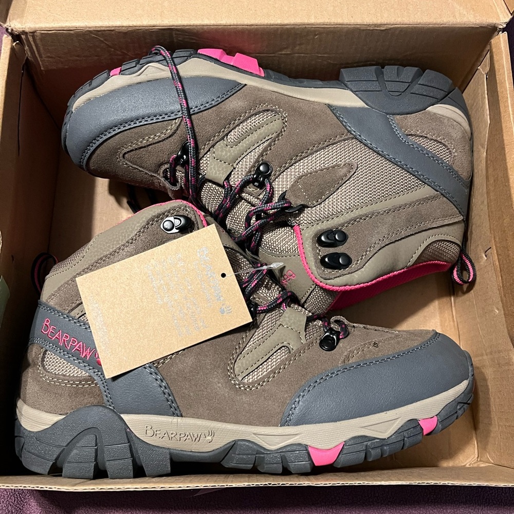 BearPaw Gray and Pink Ankle Boots